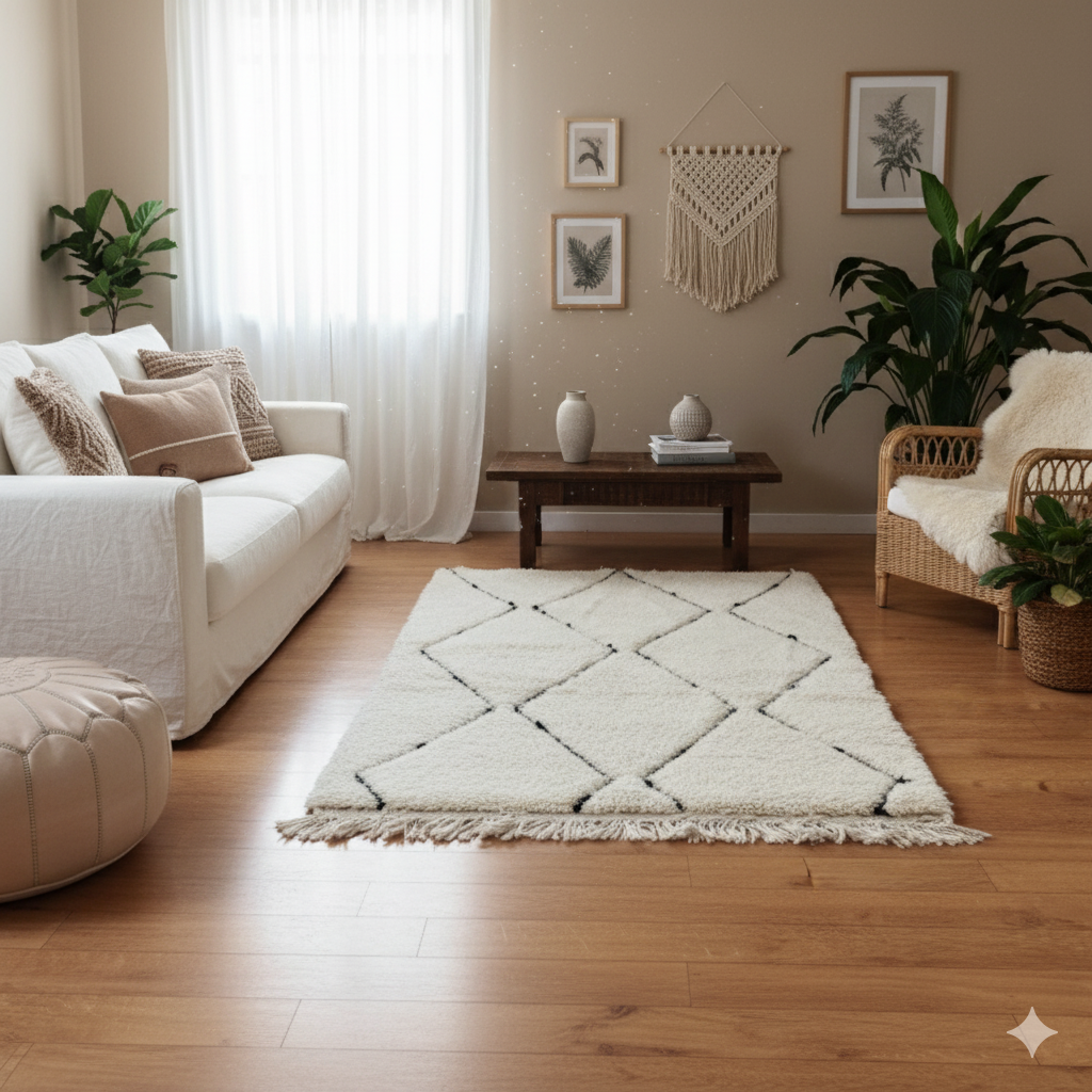 Petit tapis marocain losange creux - MAZIR Décoration