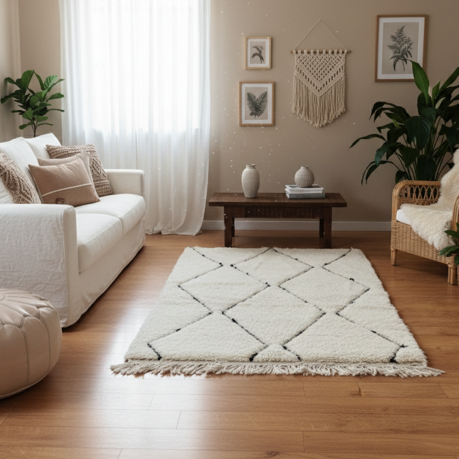 Petit tapis marocain losange creux - MAZIR Décoration