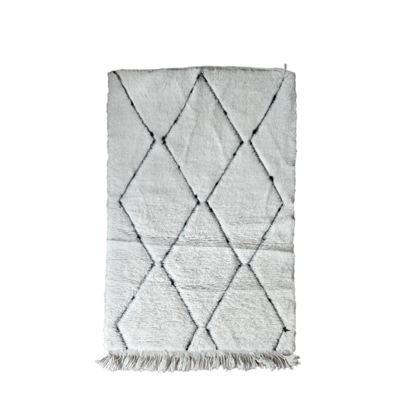 Petit tapis berbère losanges creux noirs | MAZIR Décoration