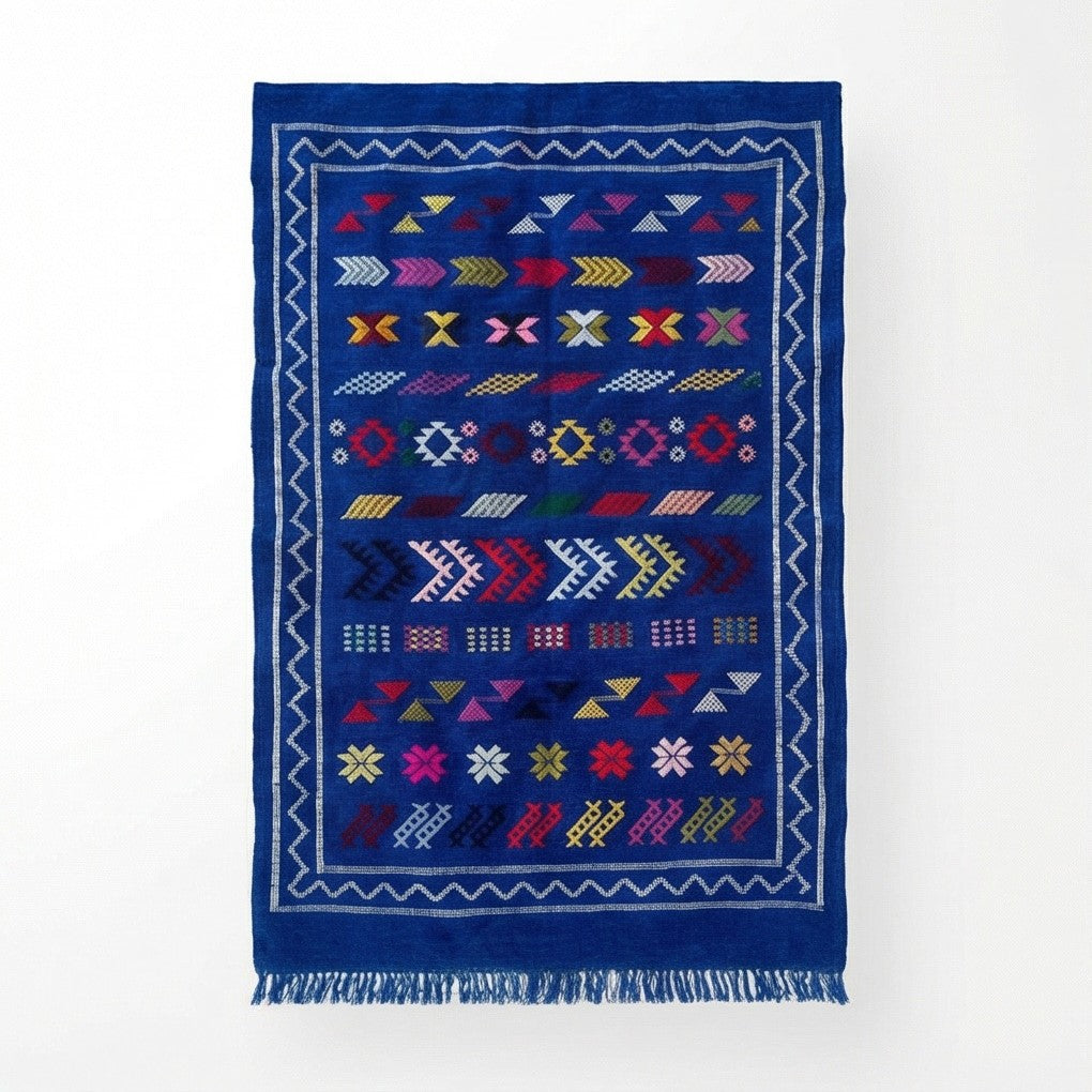 Petit tapis marocain Sabra bleu 100x150 cm