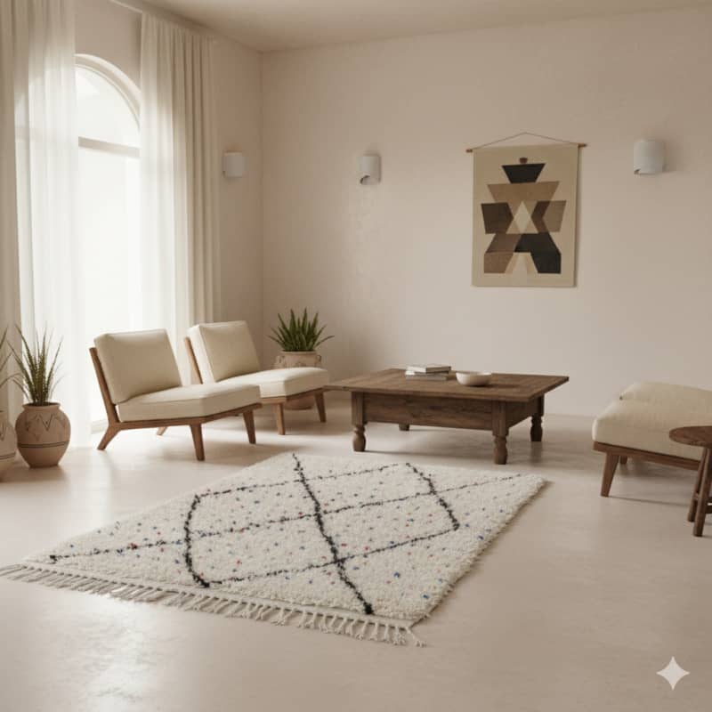 Petit tapis pois colorés berbère <br> 75 x 125 cm