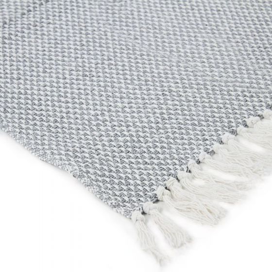 Plaid Blanc Gris - Motif Pixels - MAZIR Décoration