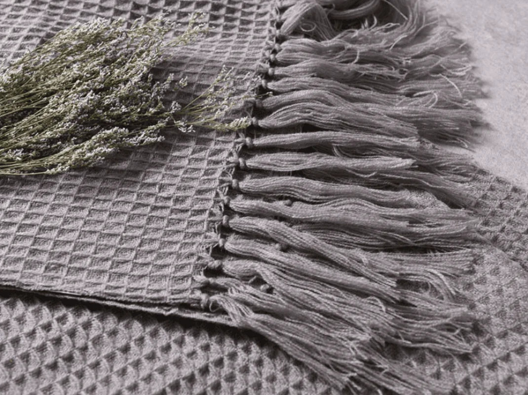plaid berbere polyester gris 