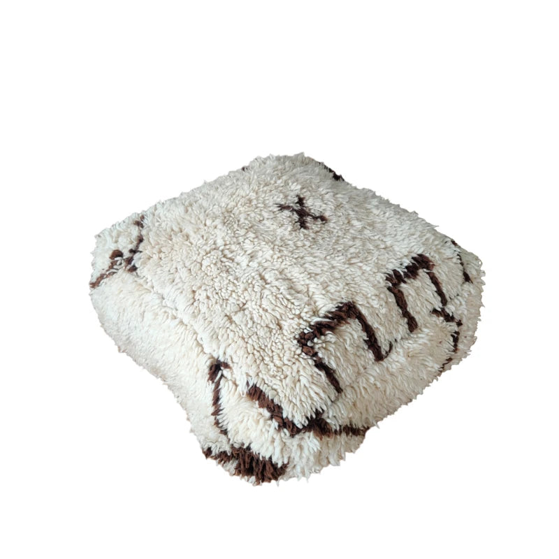 Pouf Béni Ouarain motifs marron - MAZIR Décoration