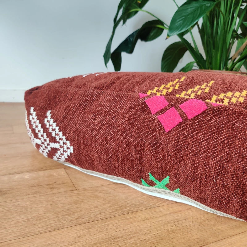 Pouf Berbère Marron Kilim - MAZIR Décoration