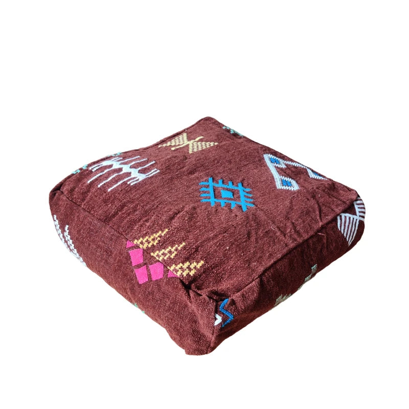 Pouf Berbère Marron Kilim - MAZIR Décoration