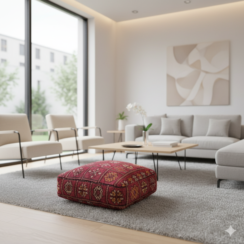 Pouf Berbère Rouge bohème