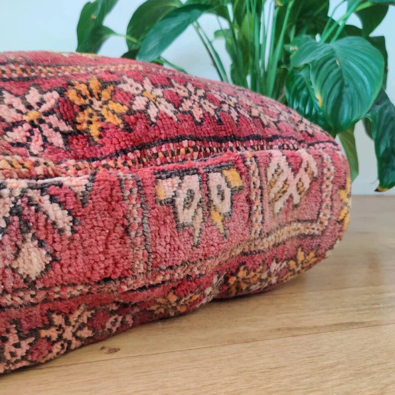 Pouf Berbère Rouge bohème - MAZIR Décoration