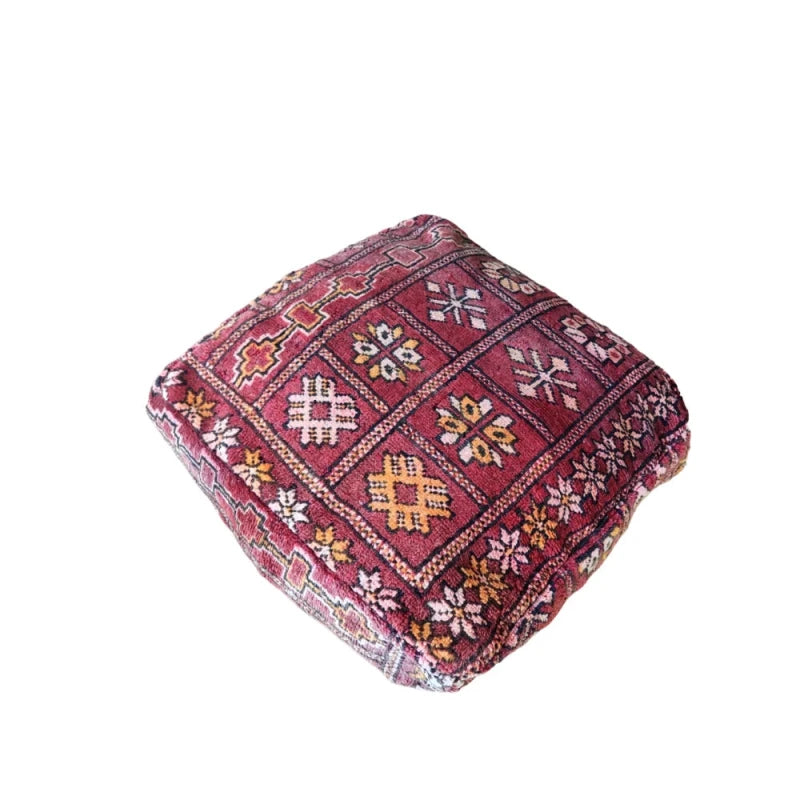 Pouf Berbère Rouge bohème - MAZIR Décoration