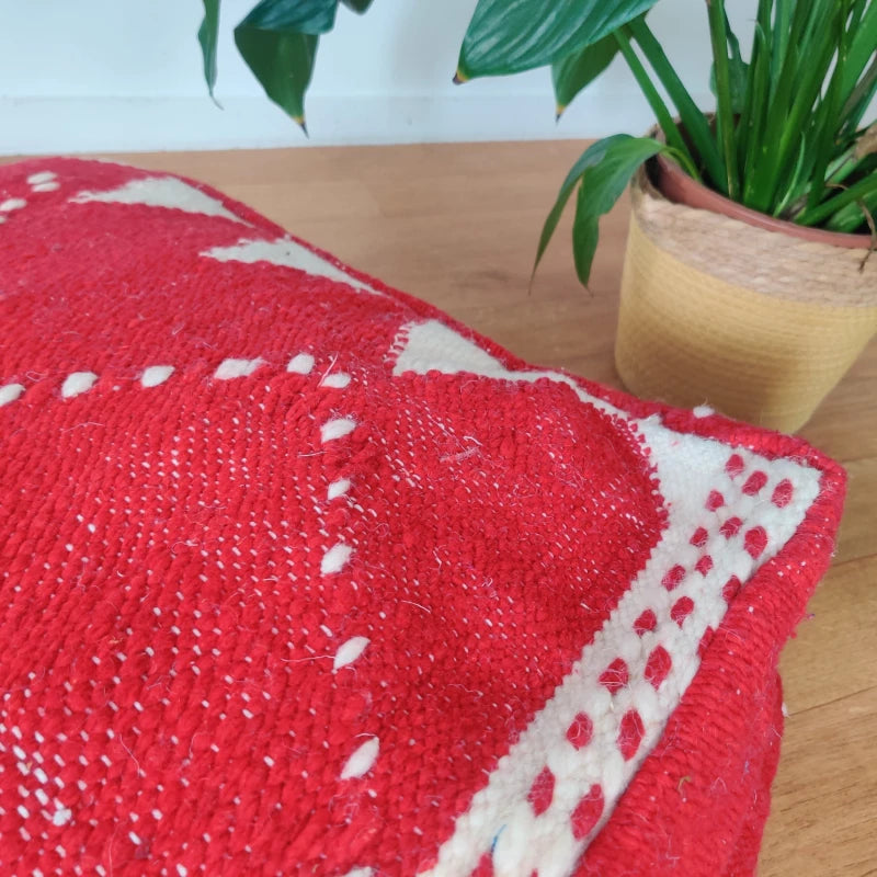 Pouf berbère rouge Kilim - MAZIR Décoration