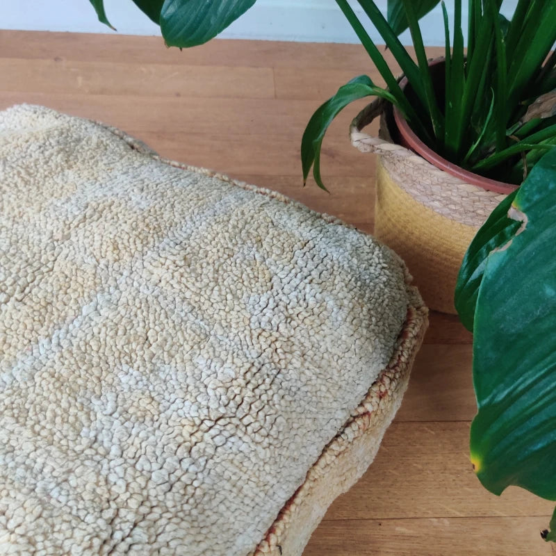 Pouf Berbère vintage beige - MAZIR Décoration