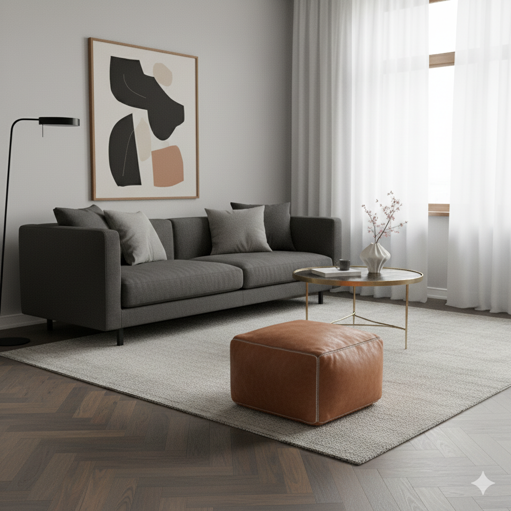 Pouf en cuir Carré Marocain