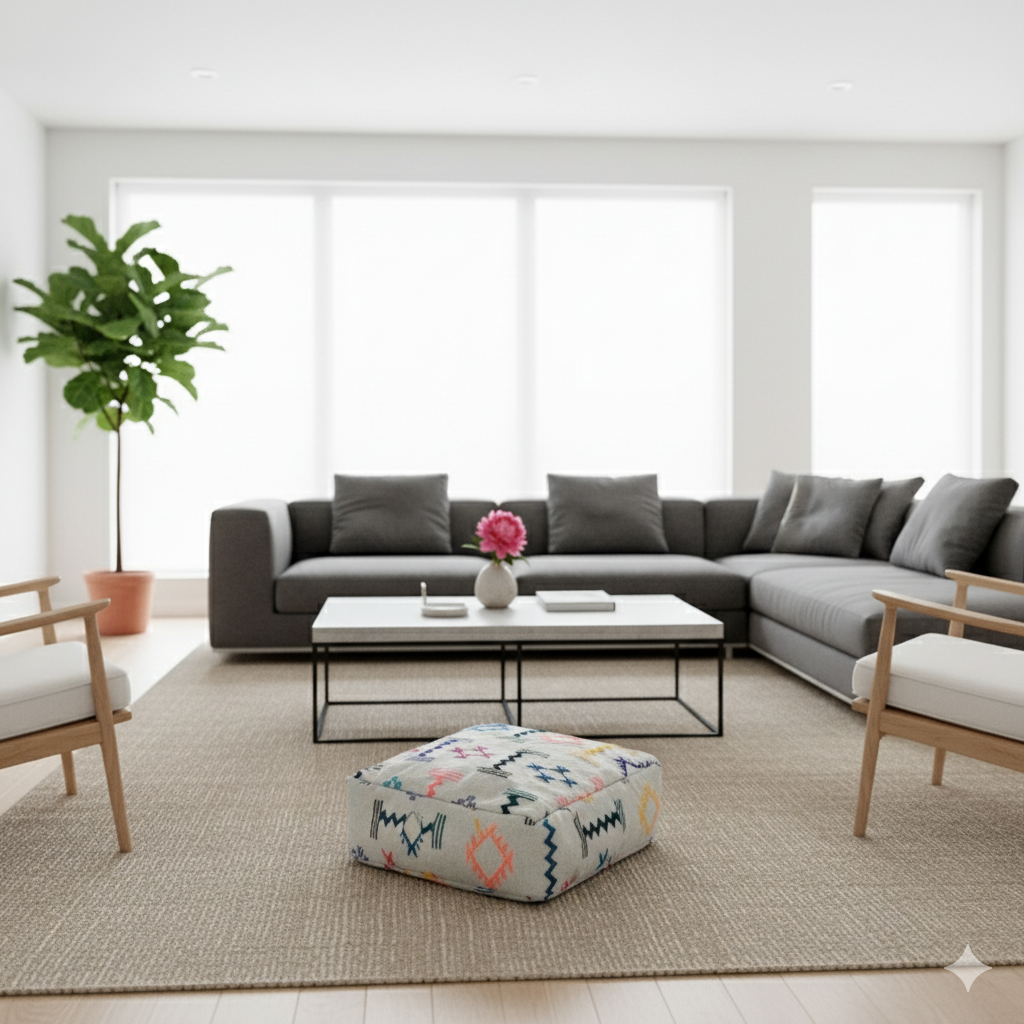 Pouf Kilim Marocain coloré