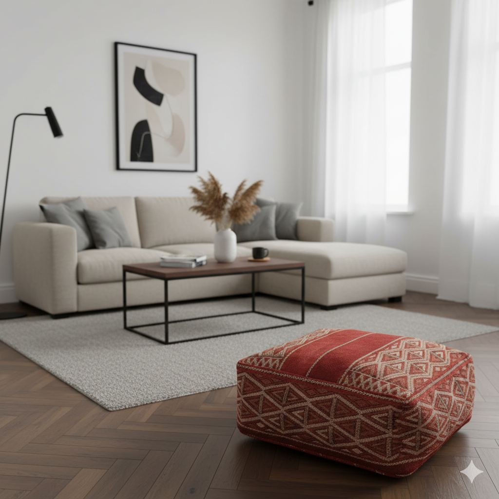 Pouf Kilim Marocain Vintage