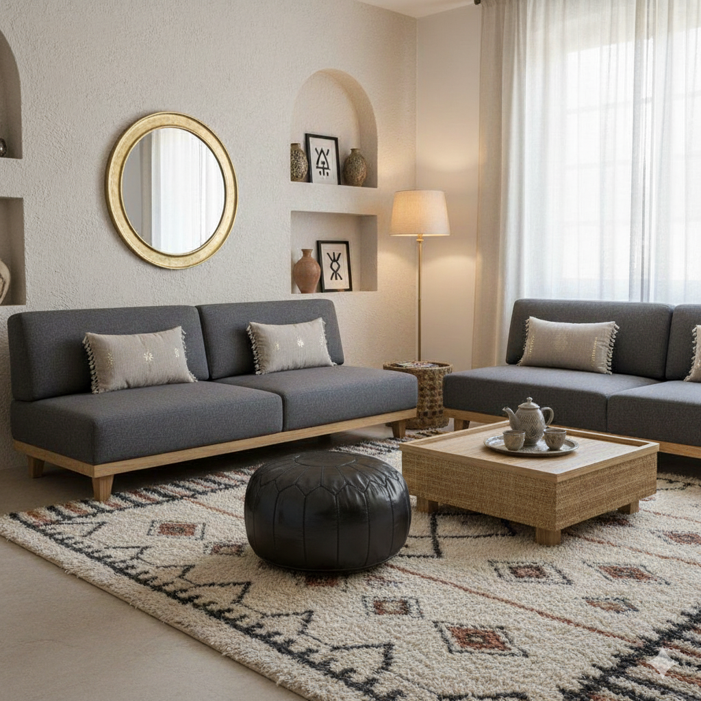 Pouf Marocain Argenté