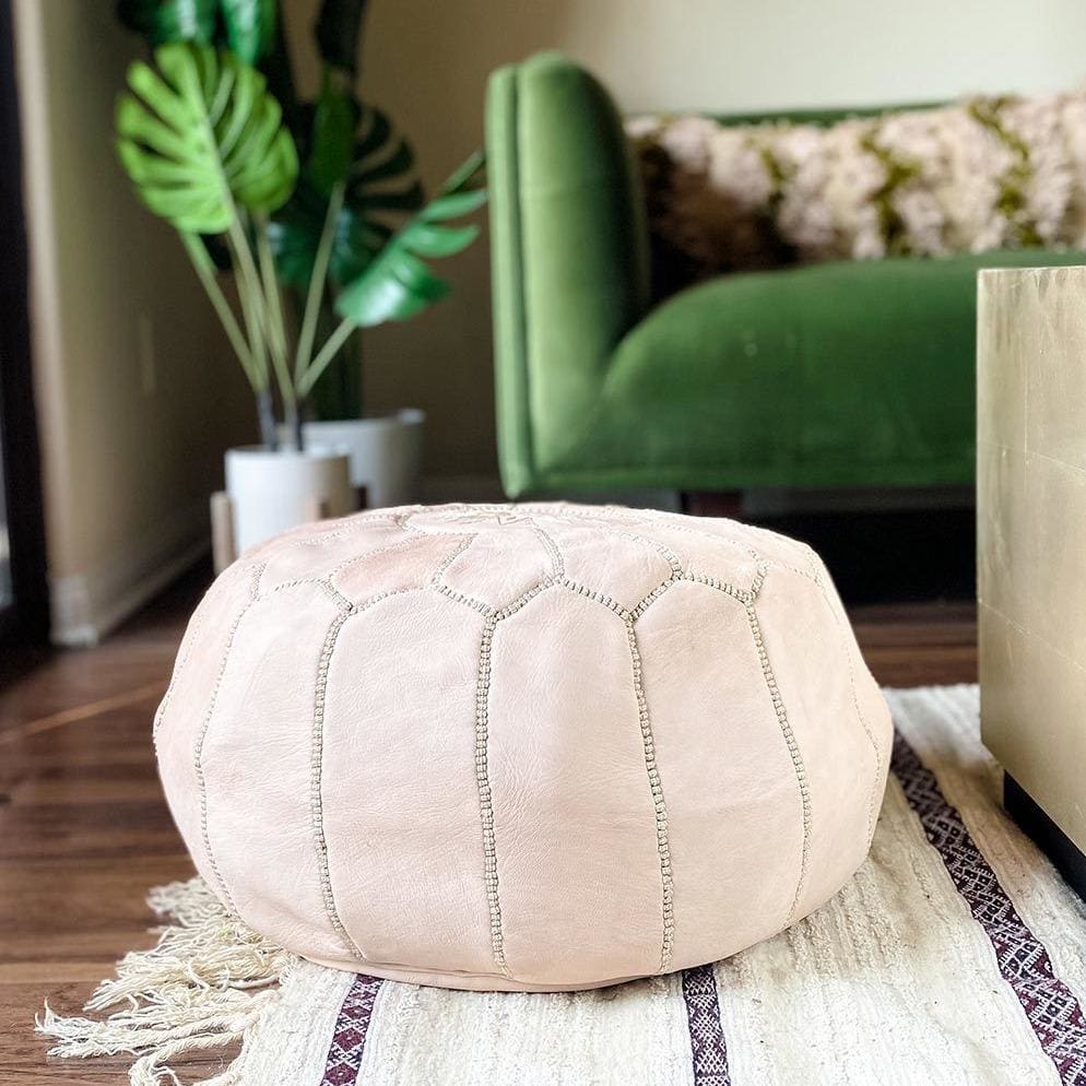 pouf ottoman cuir beige