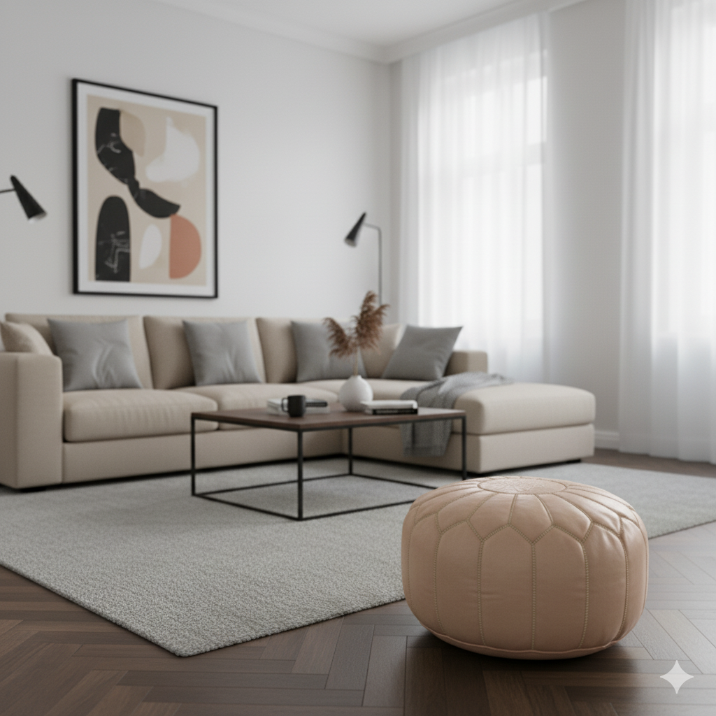 Pouf Marocain couleur naturelle