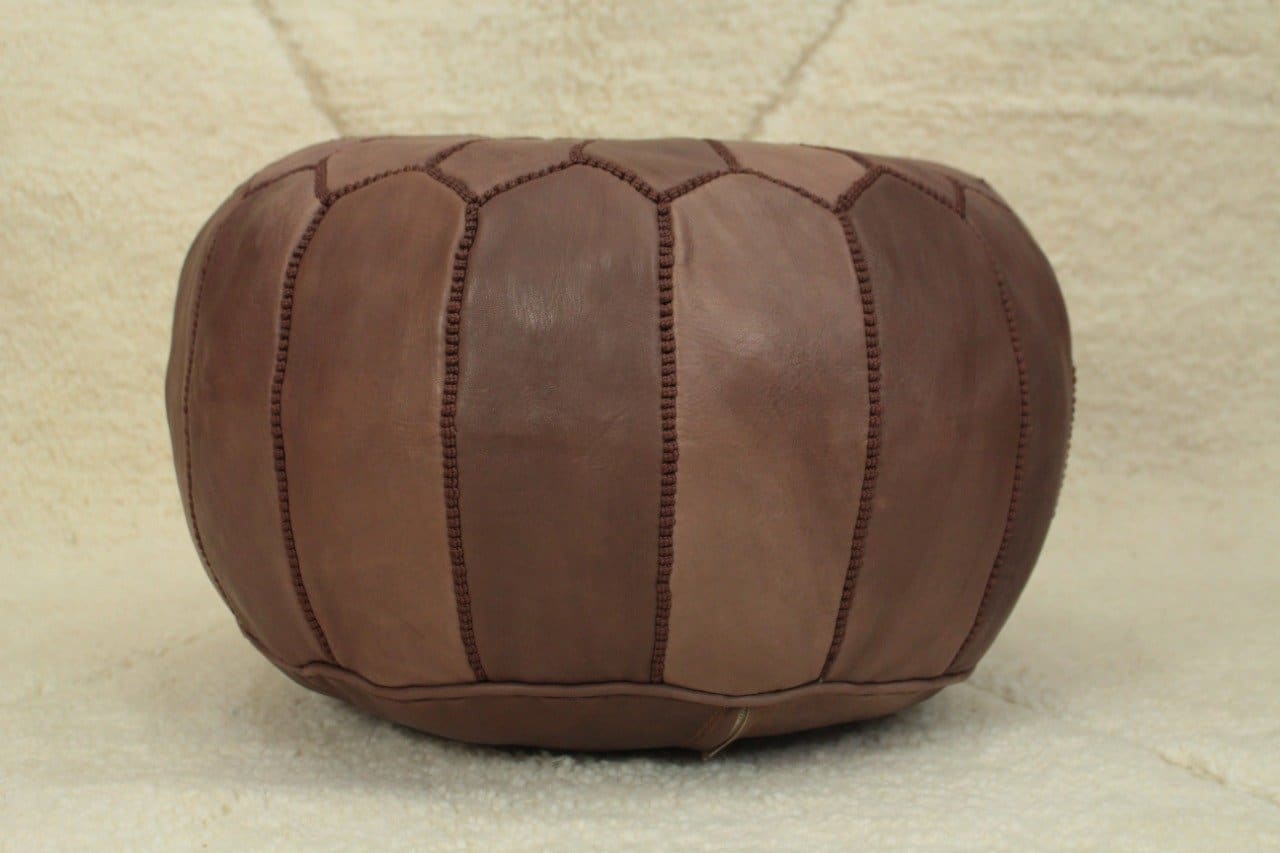 pouf cuir marron marocain