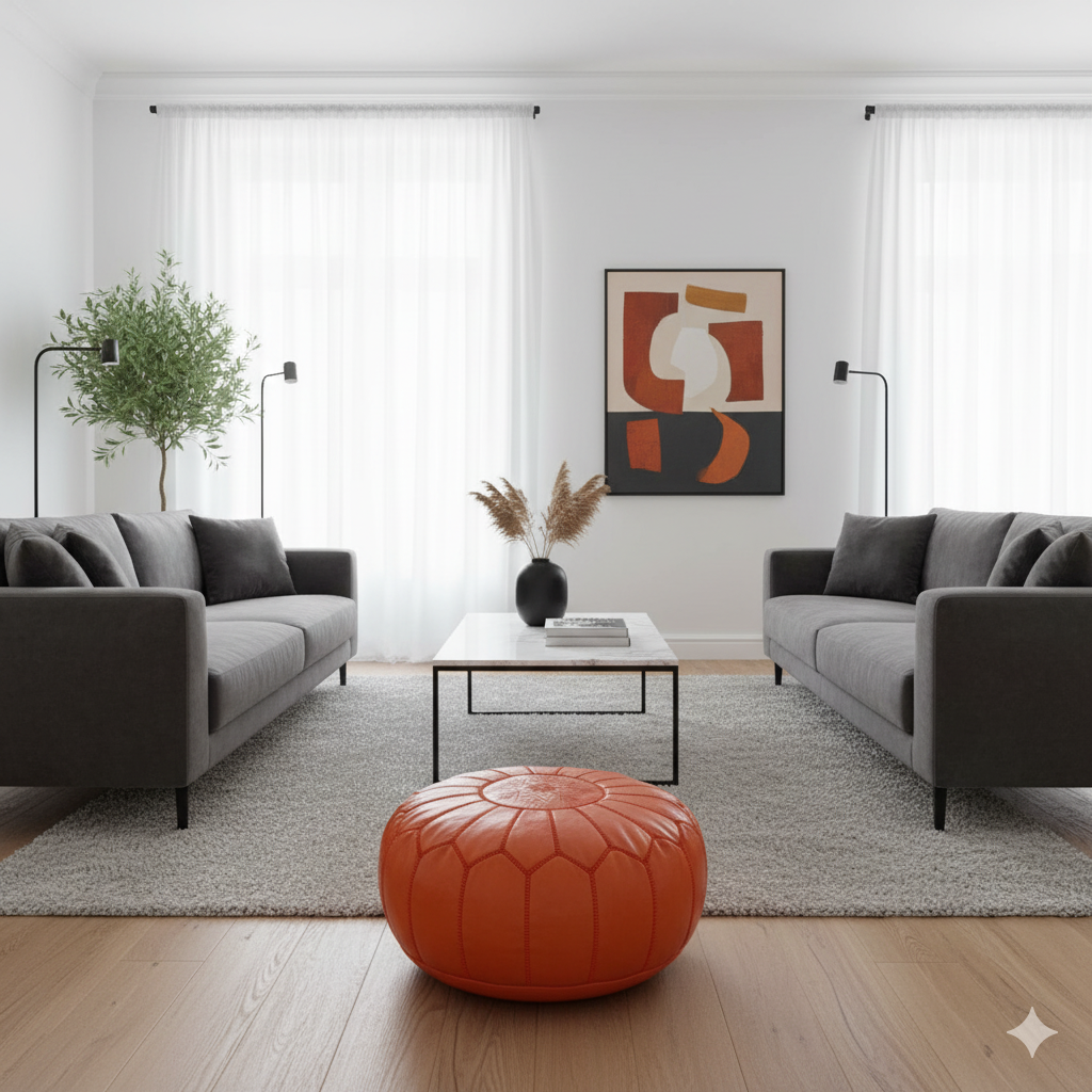 Pouf Marocain Orange