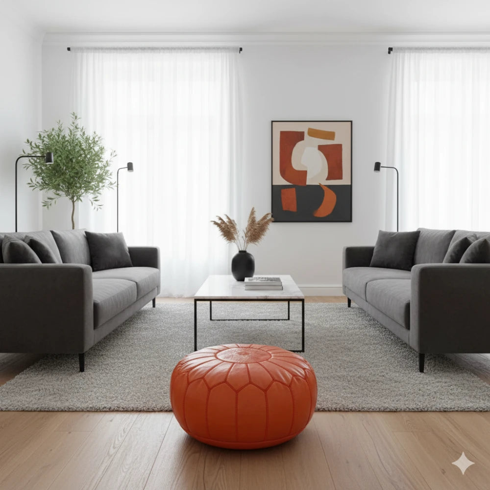 Pouf Marocain Orange