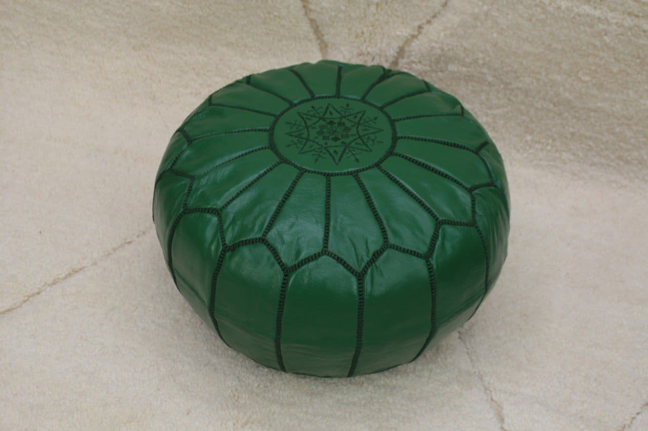 pouf en cuir vert