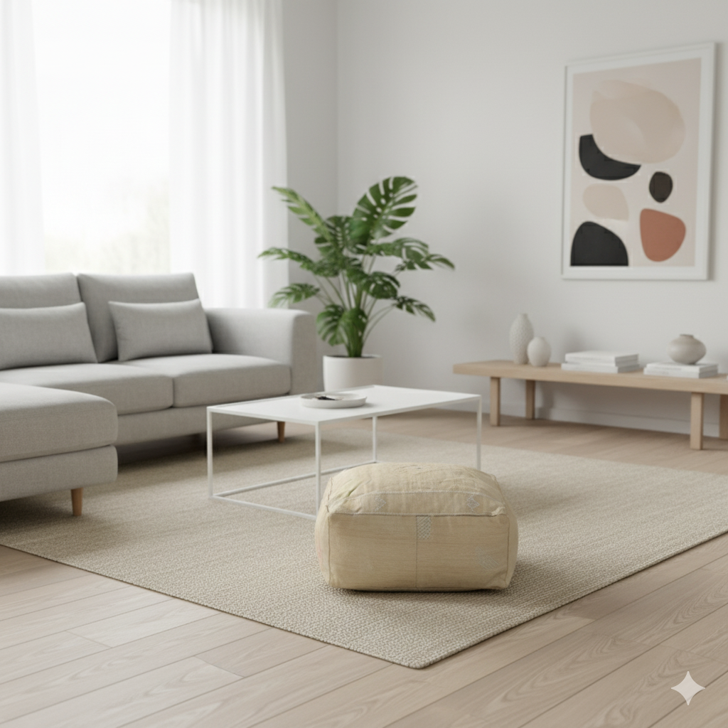 Pouf Sabra jaune marocain