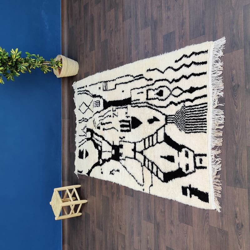 tapis azilal noir et blanc