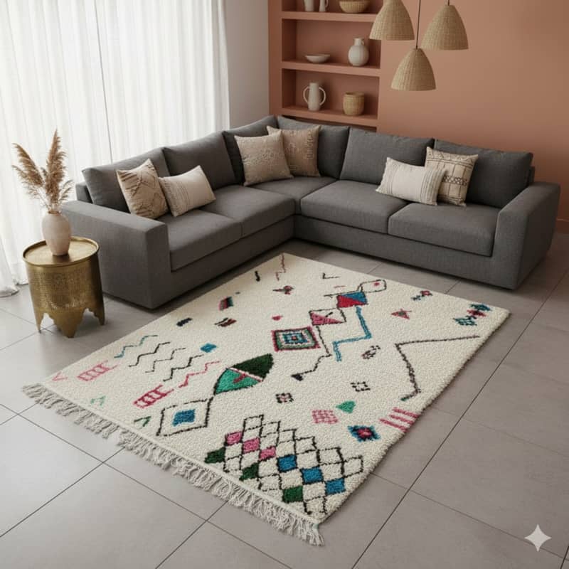 Tapis Azilal <br> Vert Naturel <br> 150x250 cm