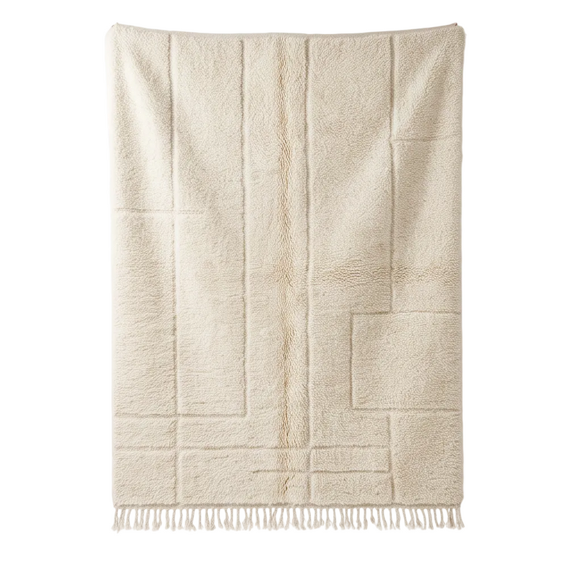 Grand tapis Béni Ouarain écru graphique 250 x 300 cm, vue principale