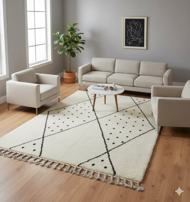 Tapis Béni Ouarain Losange et Pois 140x220 cm