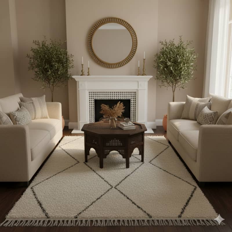 Tapis Beni Ouarain losanges creux 155x260 cm