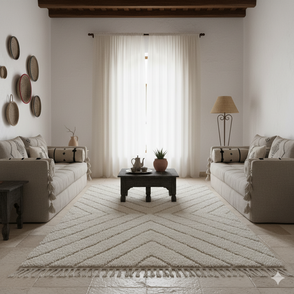 Tapis shaggy berbere blanc