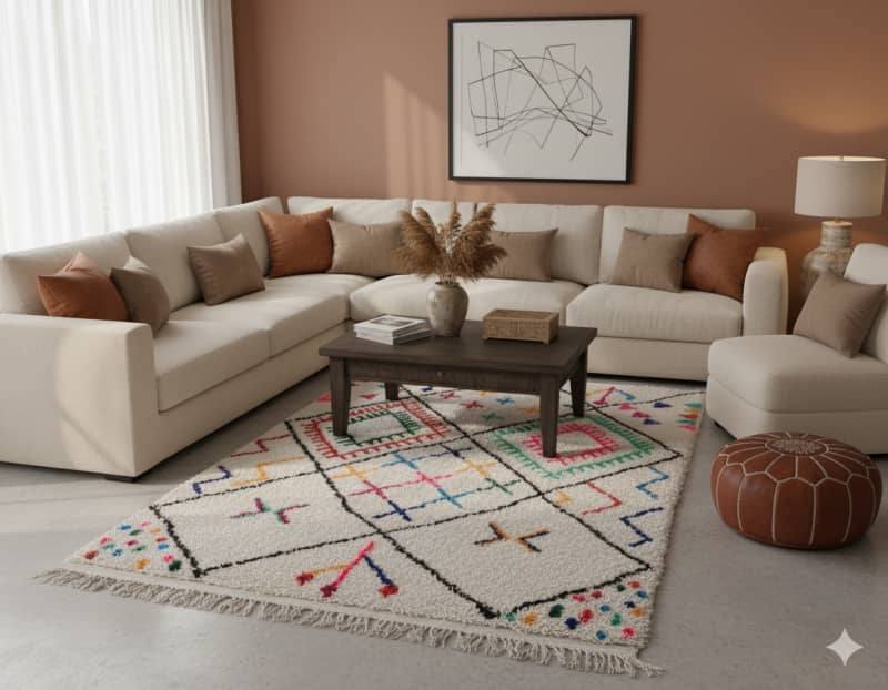 Tapis Beni Ouarain Symboles Azilal <br> 125x185 cm
