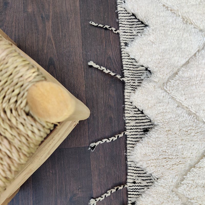 Tapis Beni Ouarain ZigZag blanc - Tapis