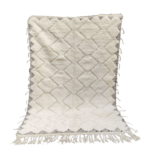 Tapis Beni Ouarain ZigZag blanc - Tapis