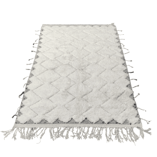 Tapis Beni Ouarain ZigZag blanc - Tapis