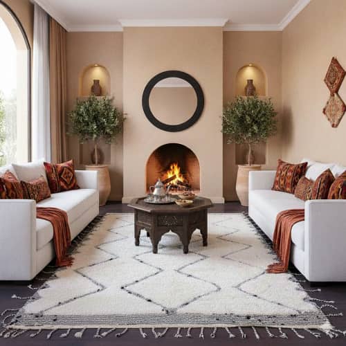 Tapis Beni Ouarain ZigZag noir
