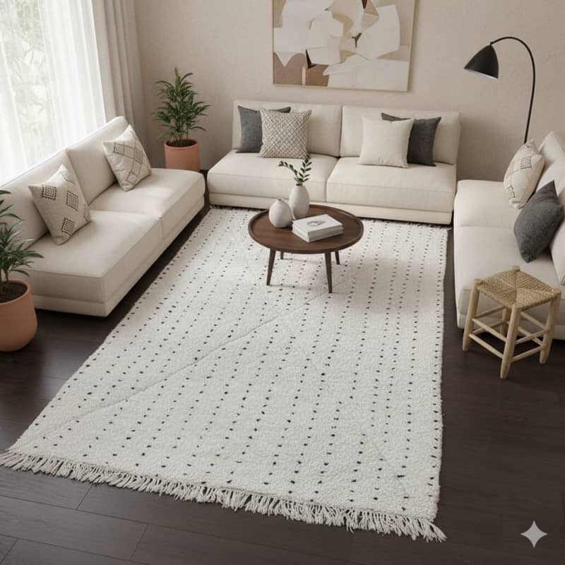 Tapis Berbère à Pois Noirs Original