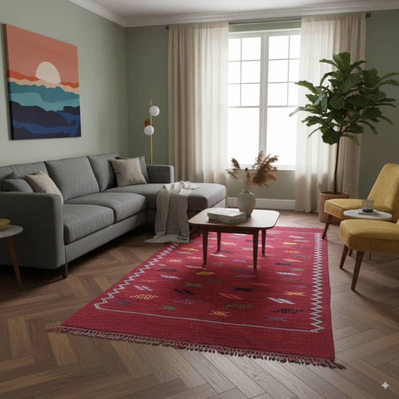 Tapis berbère artisanat rouge | MAZIR