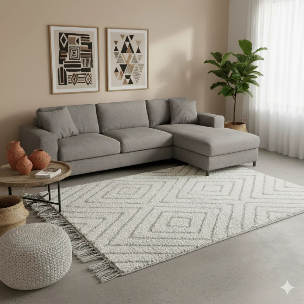 Petit tapis berbère à losanges blancs