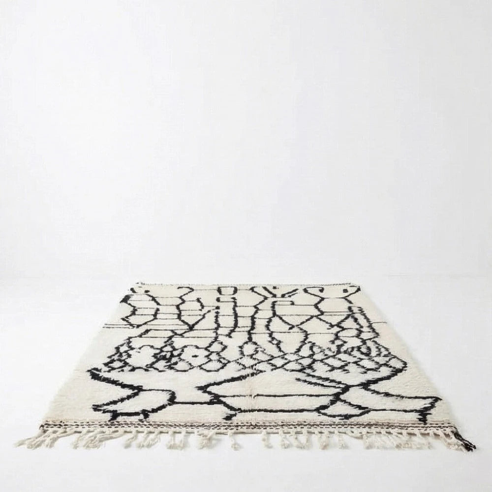 Tapis berbère blanc noir style Azilal