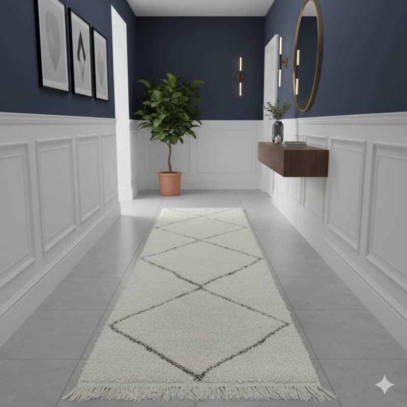 Tapis Berbère Couloir<br> Losanges creusés <br> 97x300 cm