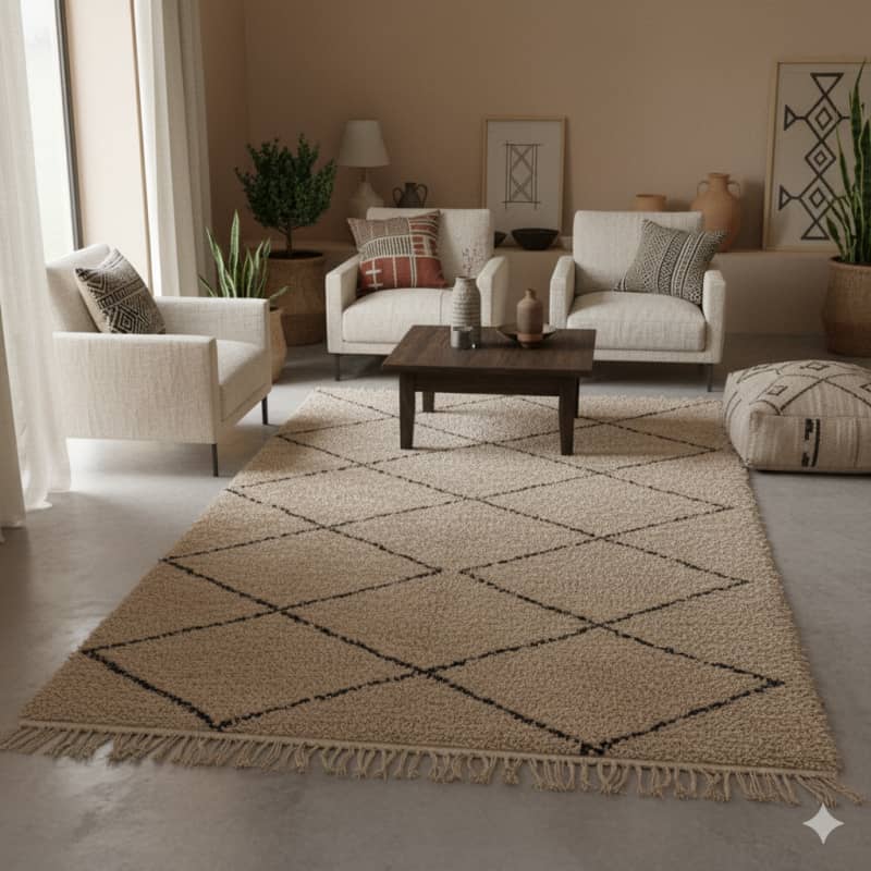 Tapis Berbère Crème Foncé <br> 140x165 cm