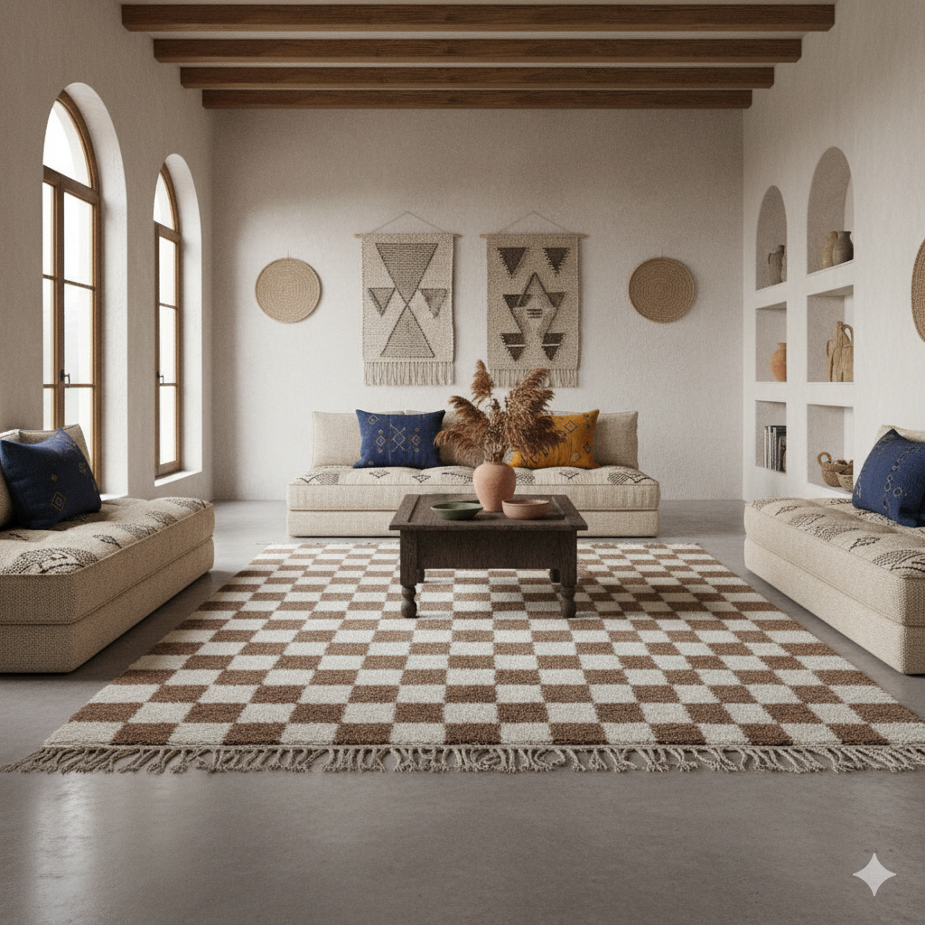 tapis marocain blanc et marron