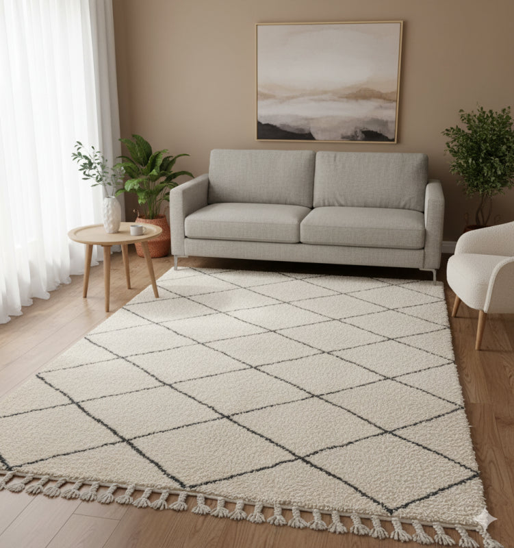 Tapis Berbère Écru Losanges complets <br> 160x235 cm