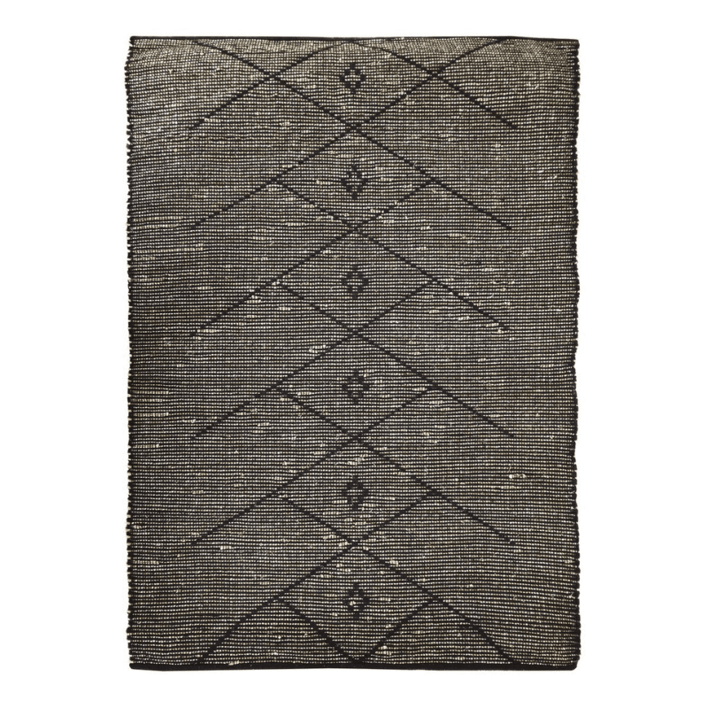 Sublime Tapis tribal en jonc de mer noir