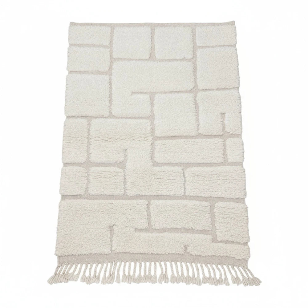 Petit tapis berbère graphique blanc