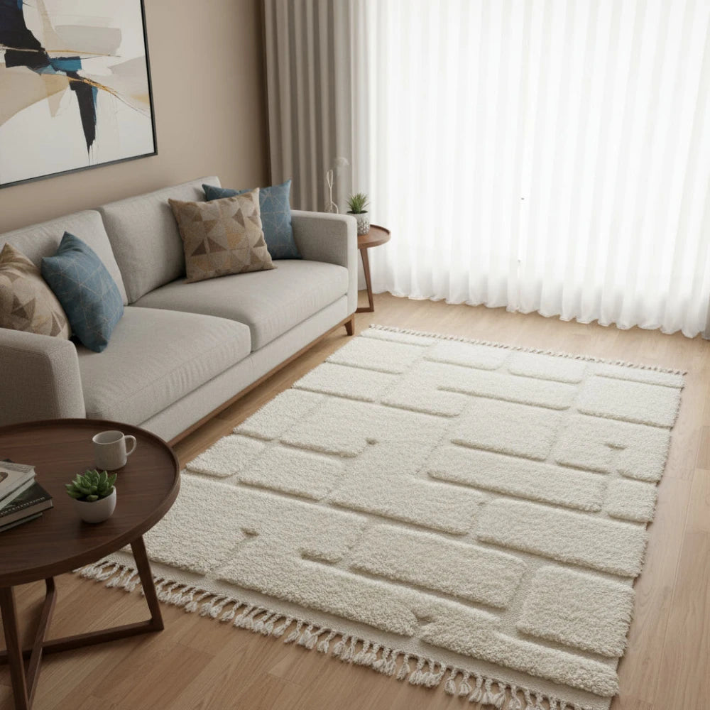 Petit tapis berbère graphique blanc