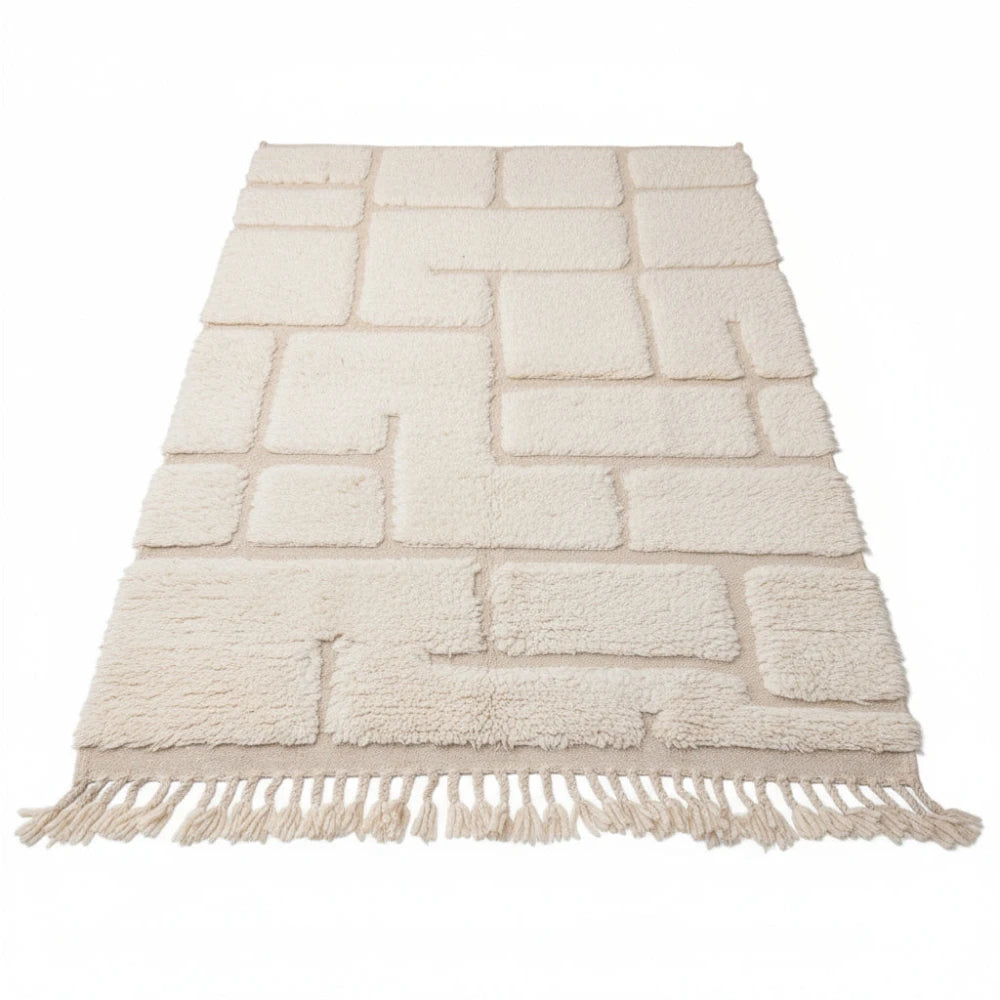 Petit tapis berbère graphique blanc