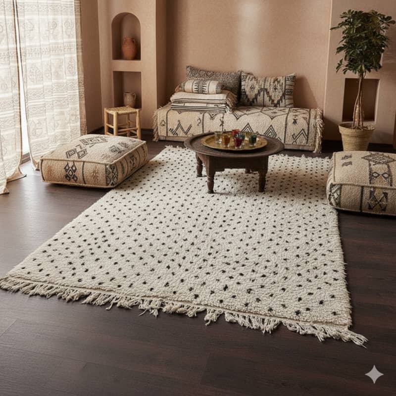 Tapis Berbère gros Pois Noirs
